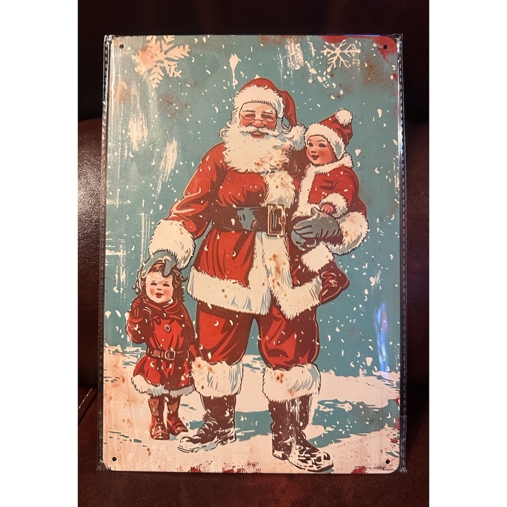 Vintage Santa Claus Metal Tin‎ Sign Decor Wall Art Decoration Christmas 8x12